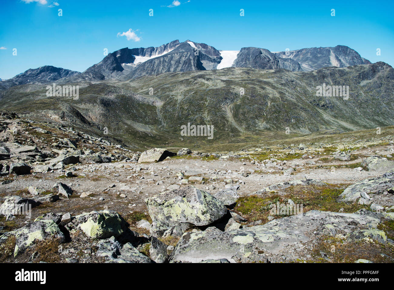 scenery Besseggen ridge in Jotunheimen National Park, Norway Stock Photo