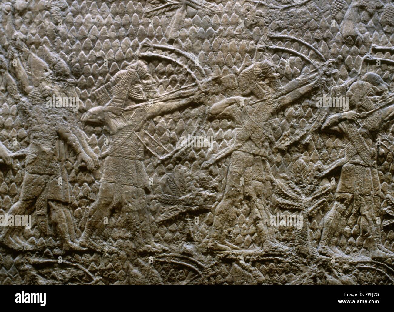 Lachish relief. South-West Palace of king Sennacherib in Nineveh, Iraq. Assyrian victory over the kingdom of Judah during the siege of Lachish in 701 BC. Carved between 700-681 BC. British Museum. London, United Kingdom. Stock Photo