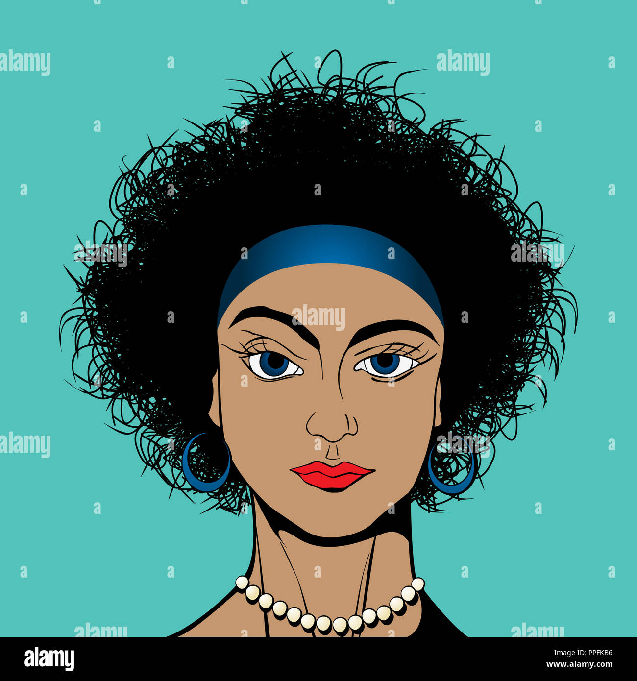 Portrait Of Curly Hair Blue Eyed Girl Avatar Drawing Romania