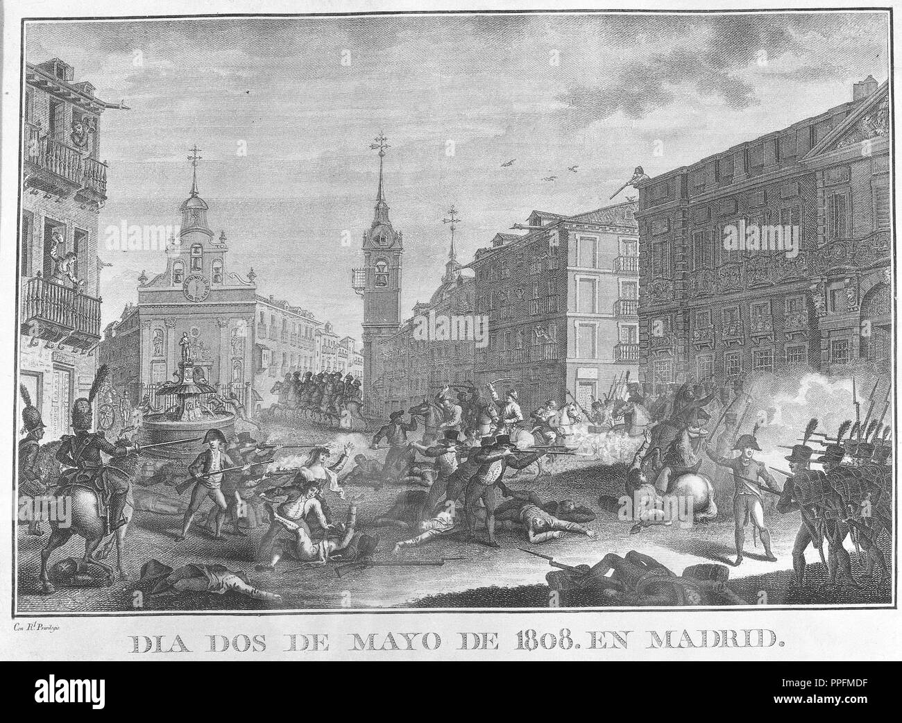 DIA DOS DE  MAYO DE 1808 EN MADRID - GRABADO SIGLO XIX. Location: MUSEO ROMANTICO-GRABADO. Stock Photo