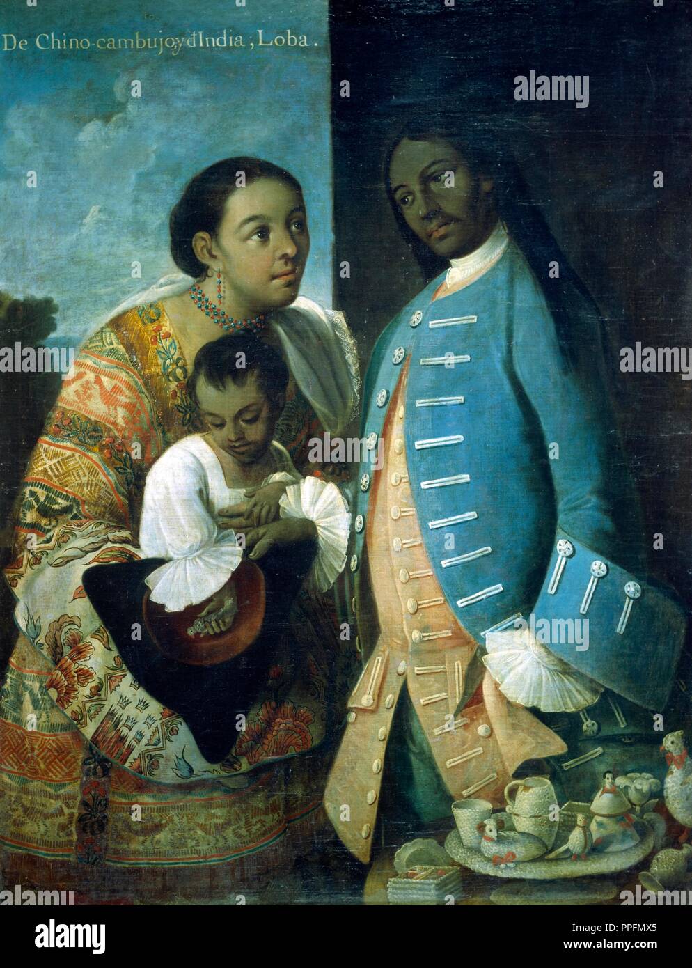 Miguel Cabrera / 'De Chino Cambujo y de India: Loba', 1763. Museum: MUSEO DE AMERICA. Stock Photo