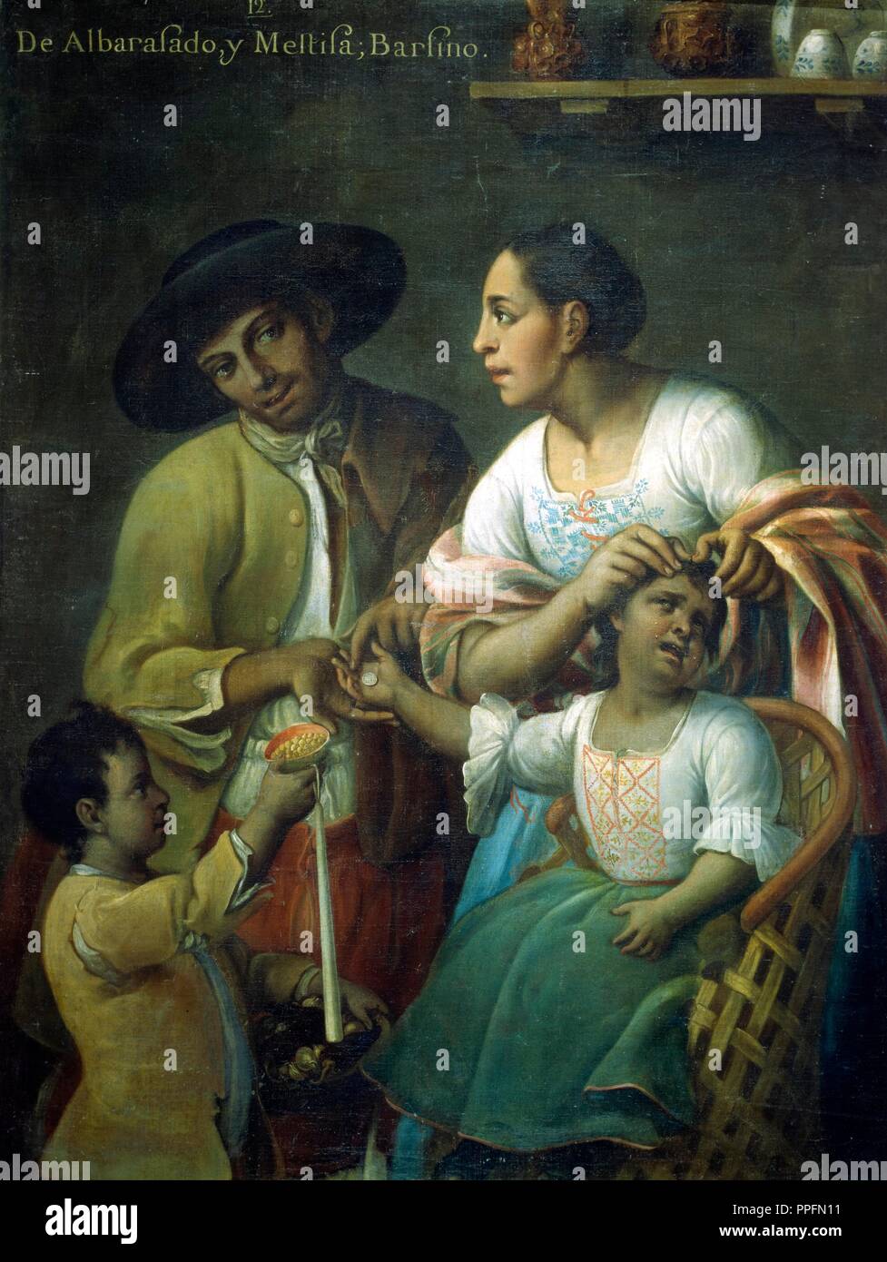 Miguel Cabrera / 'De Albarazado y Mestiza: Barzino', 1763. Museum: MUSEO DE AMERICA. Stock Photo