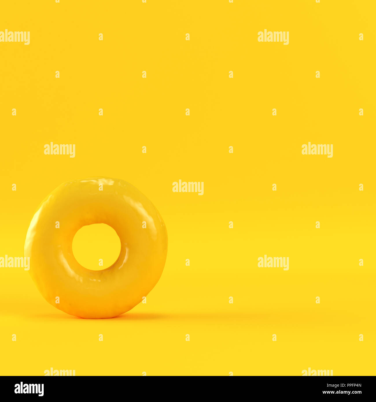 Donut on yellow background with copy space. 3d render Stock Photo - Alamy