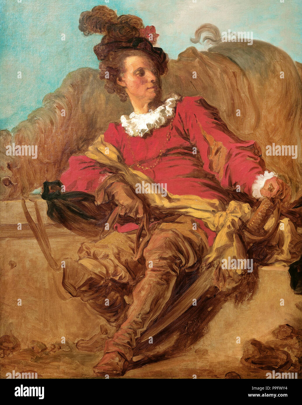 Jean-Honore Fragonard, Jean-Claude Richard, Abbot of Saint-Non, Dressed 'a l'Espagnole'. Circa 1769. Oil on canvas. Museu Nacional d'Art de Catalunya, Stock Photo