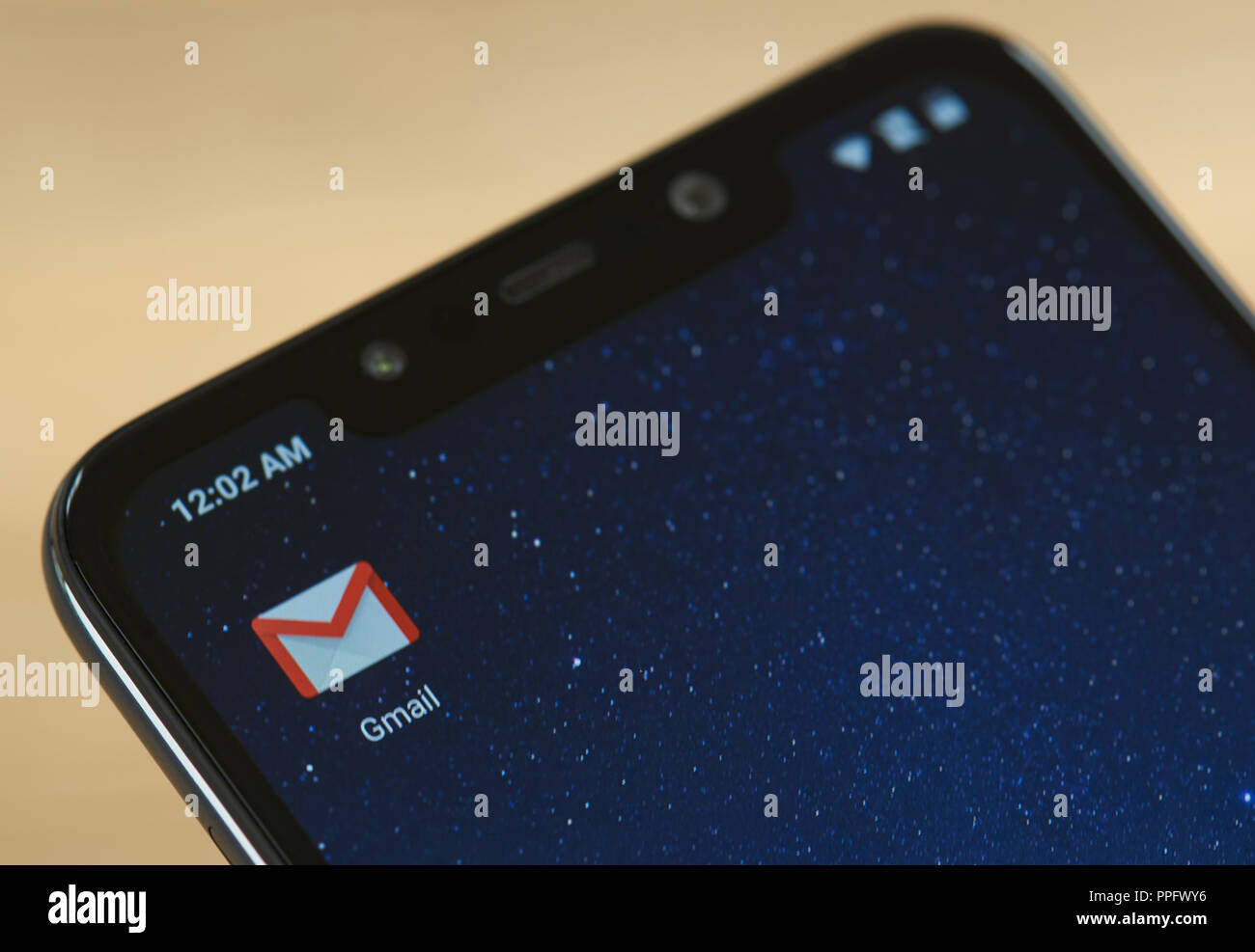 New york, USA - september 24, 2018: Gmail email logo on smartphone screen close up Stock Photo