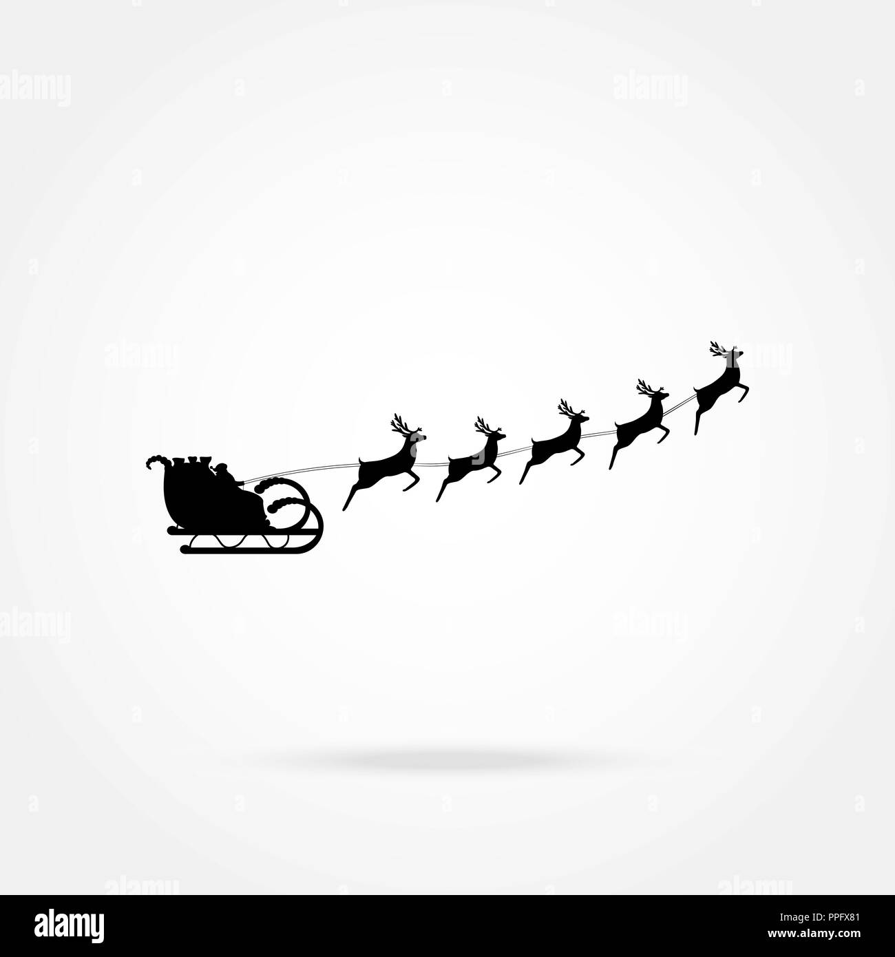 Santa Claus rides in a sleigh in harness on the reindeer Stock Vector ...