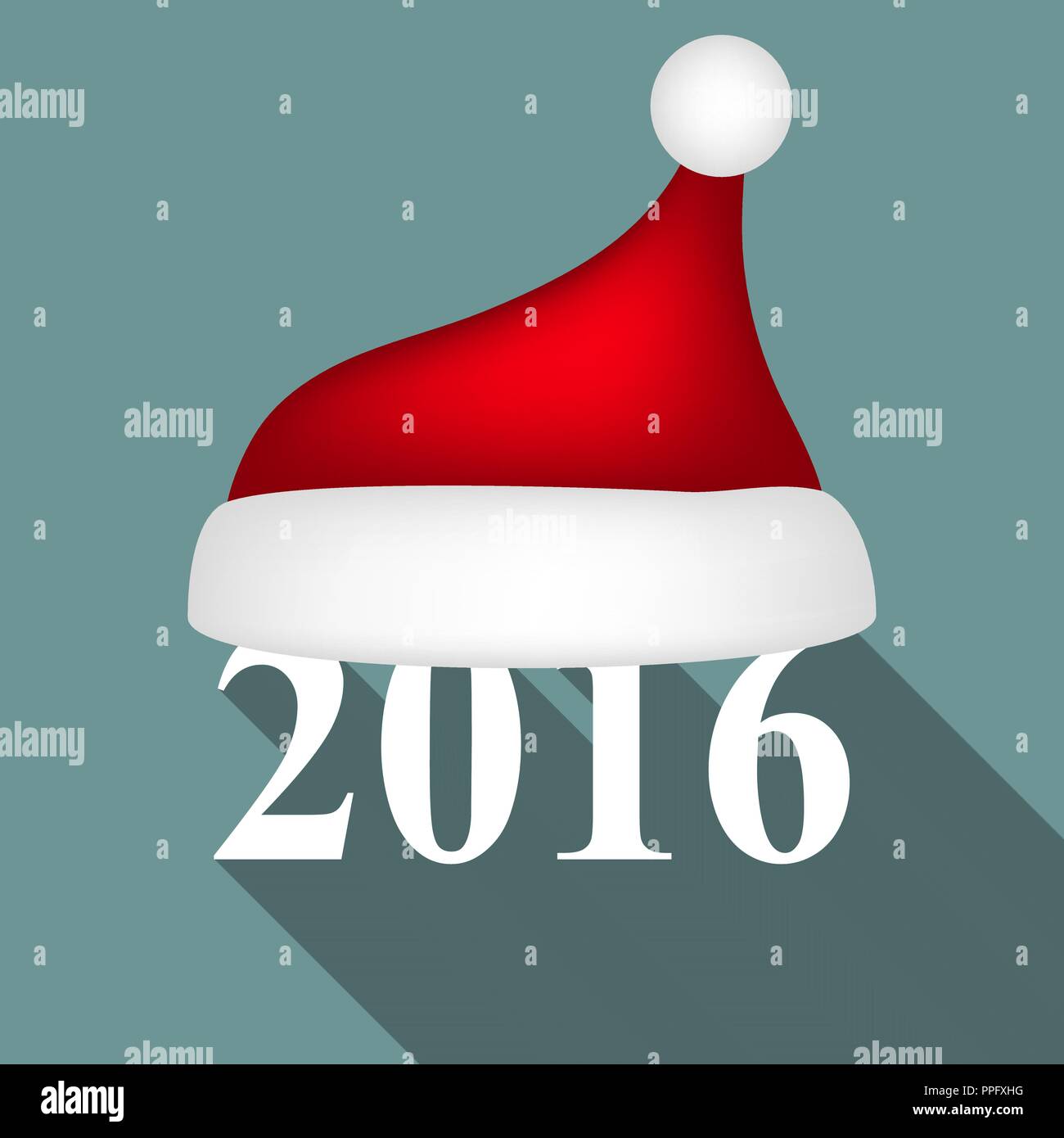 New Year 2016 and santa hat Stock Vector
