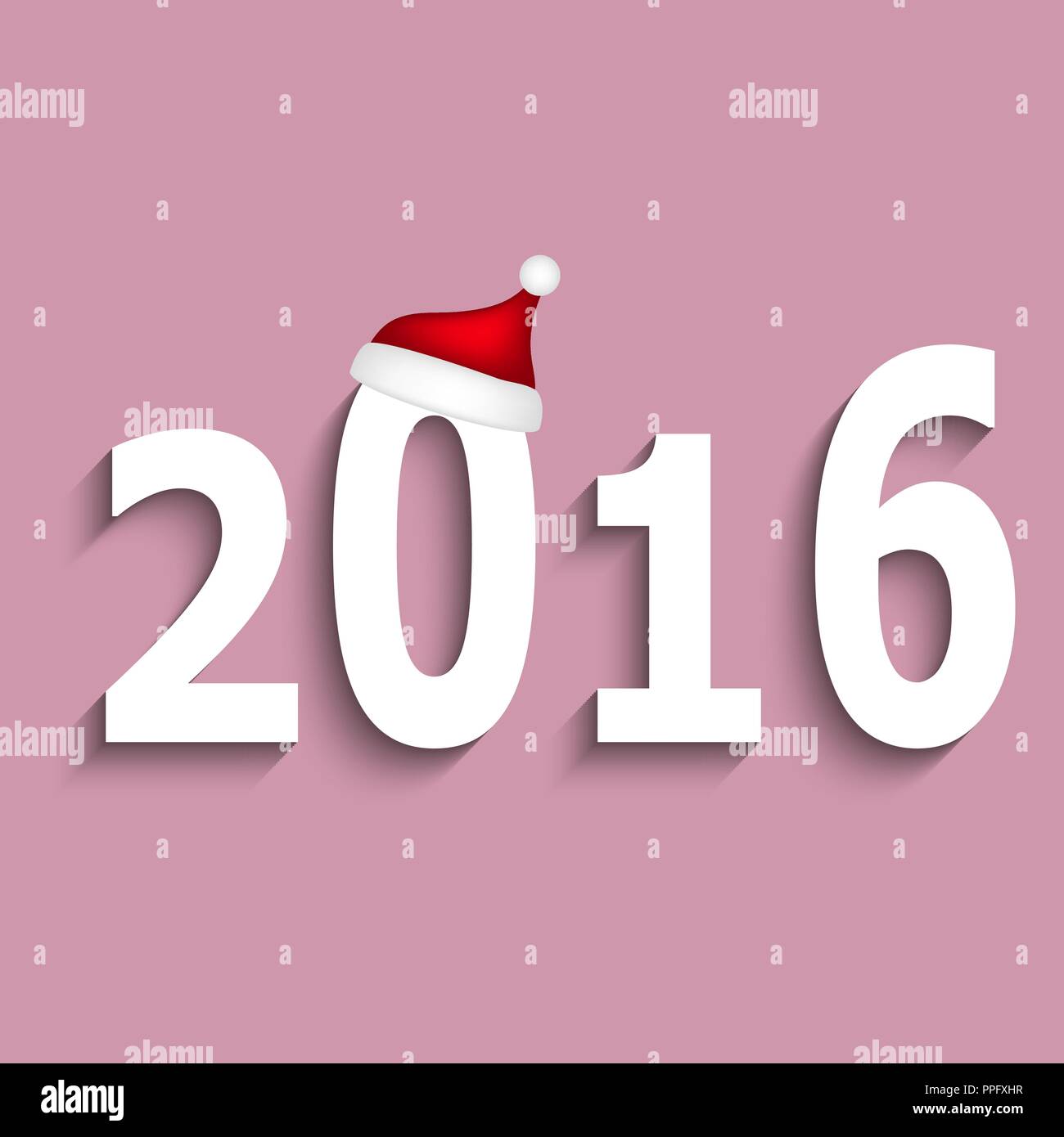New Year 2016 and santa hat Stock Vector
