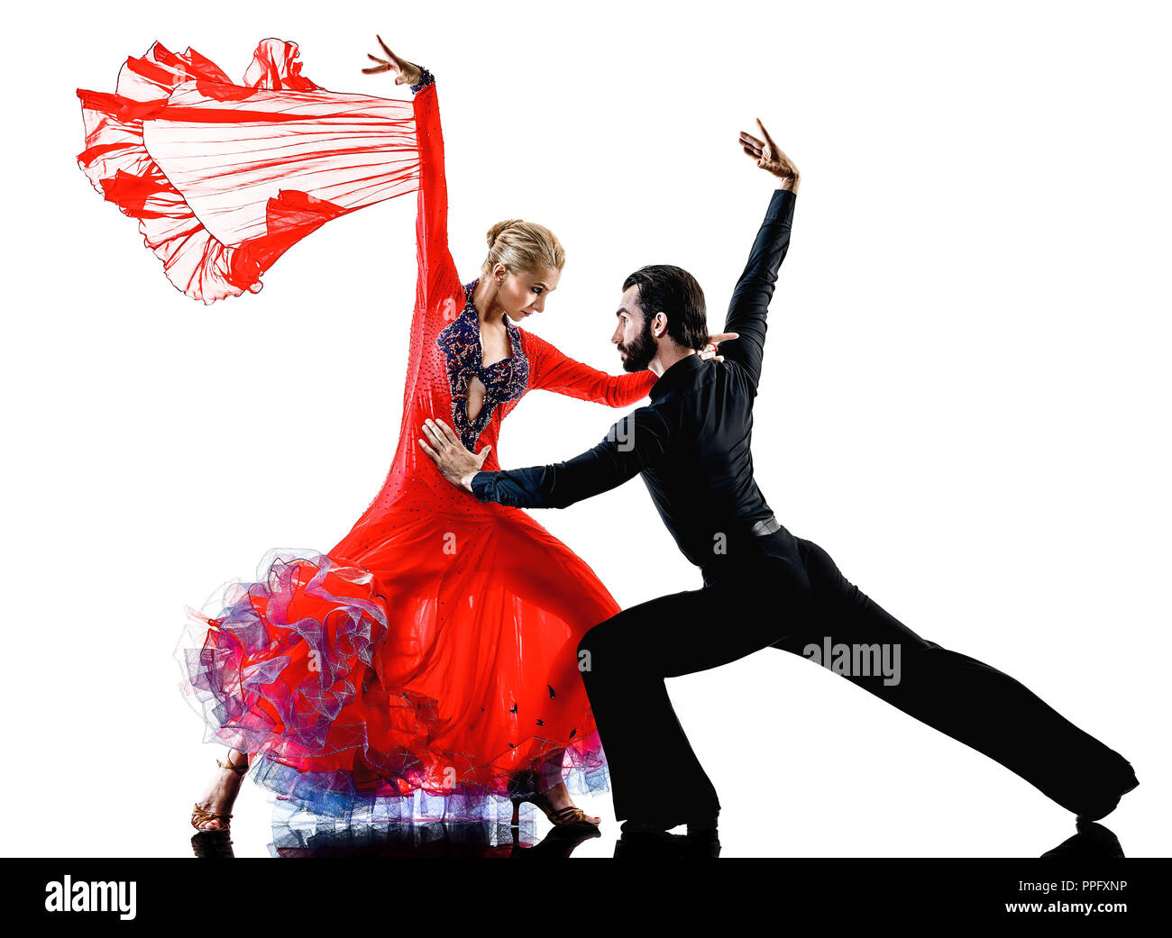 one caucasian man and woman couple ballroom tango salsa dancer dancing ...