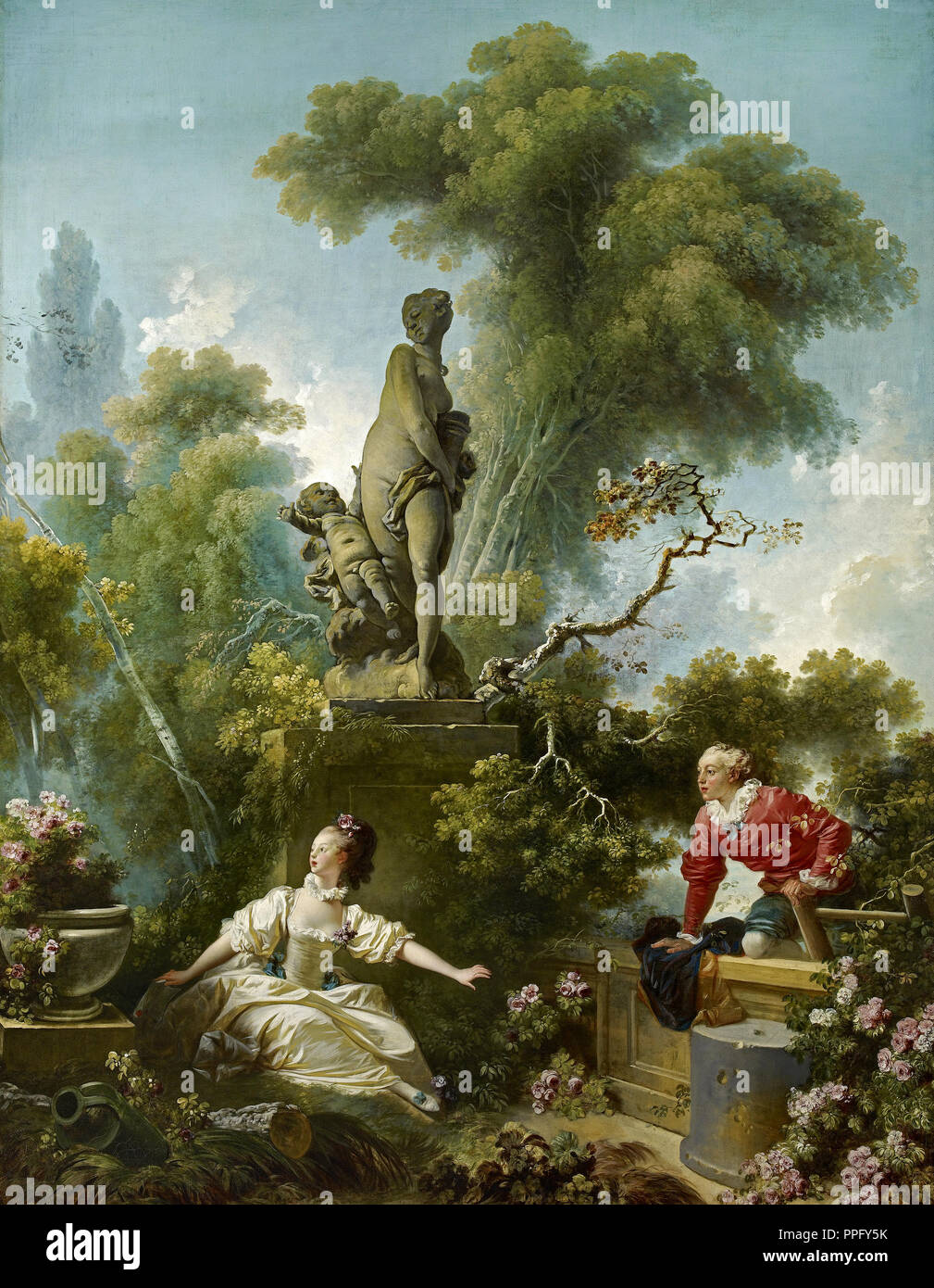 Jean-Honore Fragonard, The Progress of Love: The Meeting. Circa 1771-1773. Oil on canvas. The Frick Collection, New York, USA. Stock Photo