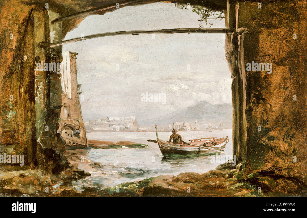 Johan Christian Dahl - View From a Grotto Near Posillipo 1820 Oil on canvas. National Gallery of Norway, Oslo, Norway. Stock Photo