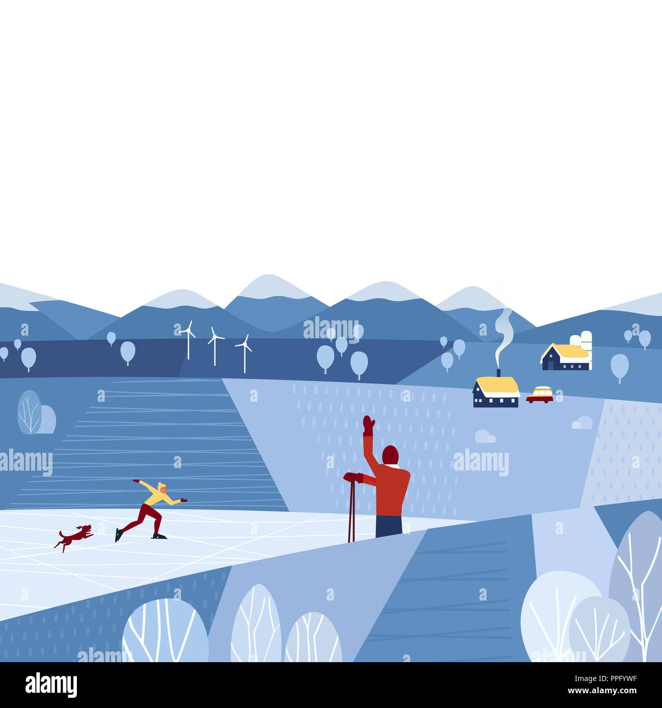 Rural landscape in winter. Stock Vector