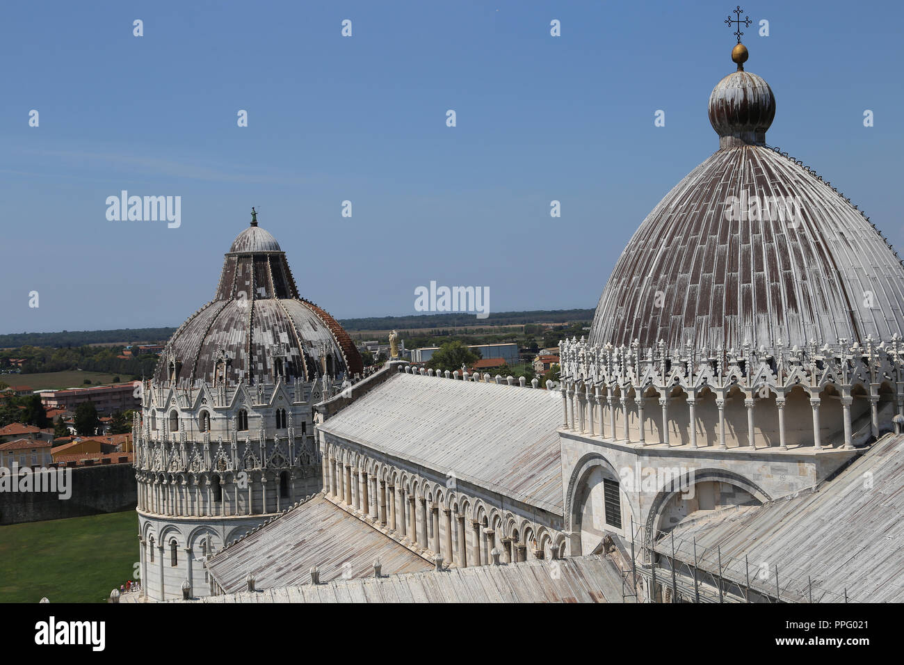 Italy. Pisa. View of the Cathedral and Baptistery. 11th-12th century.  Tuscany region. Stock Photo