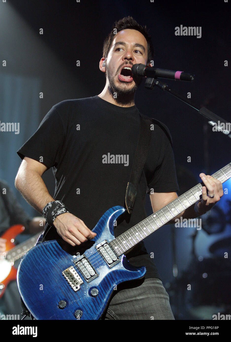 Mike Shinoda with Linkin Park performs in concert at the Cruzan Amphitheatre in West Palm Beach, Florida on August 1, 2008. Stock Photo