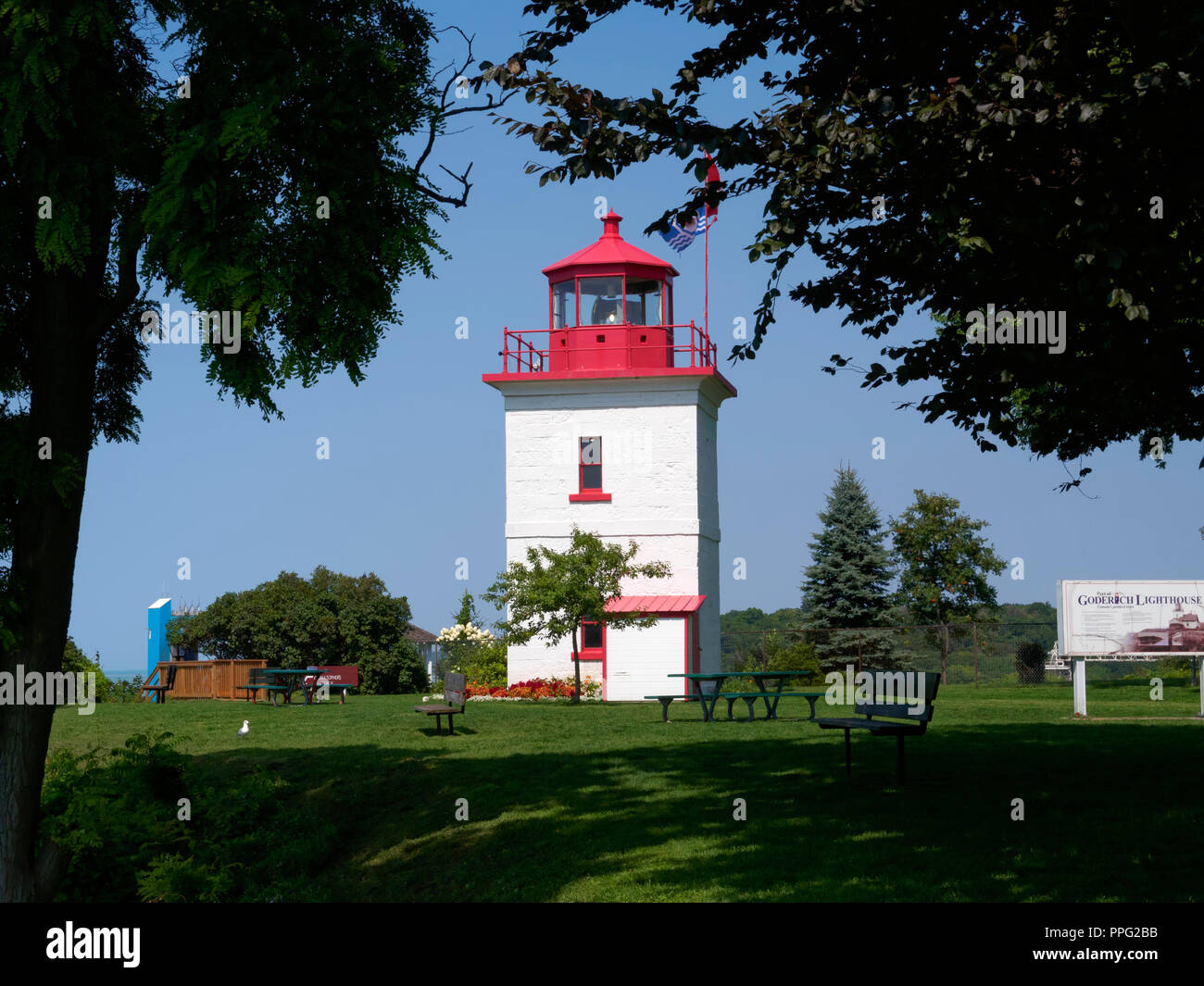 Goderich Lighthouse on Lake Huron, Ontario Stock Photo