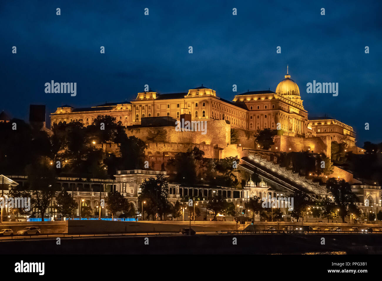 Buda castle in Budapest, Hungary at night Stock Photo