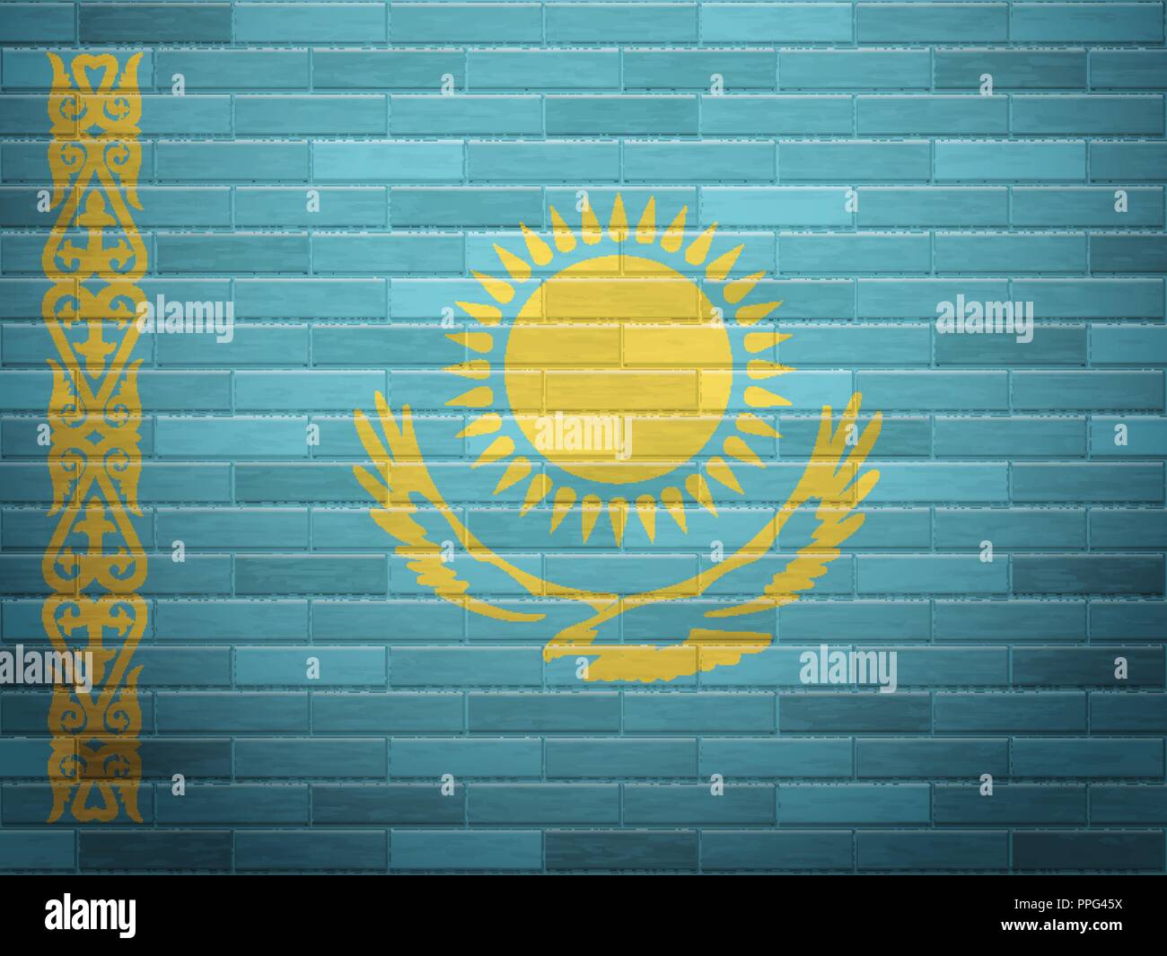 Kazakhstan flag on textured brick wall Stock Vector Image & Art - Alamy