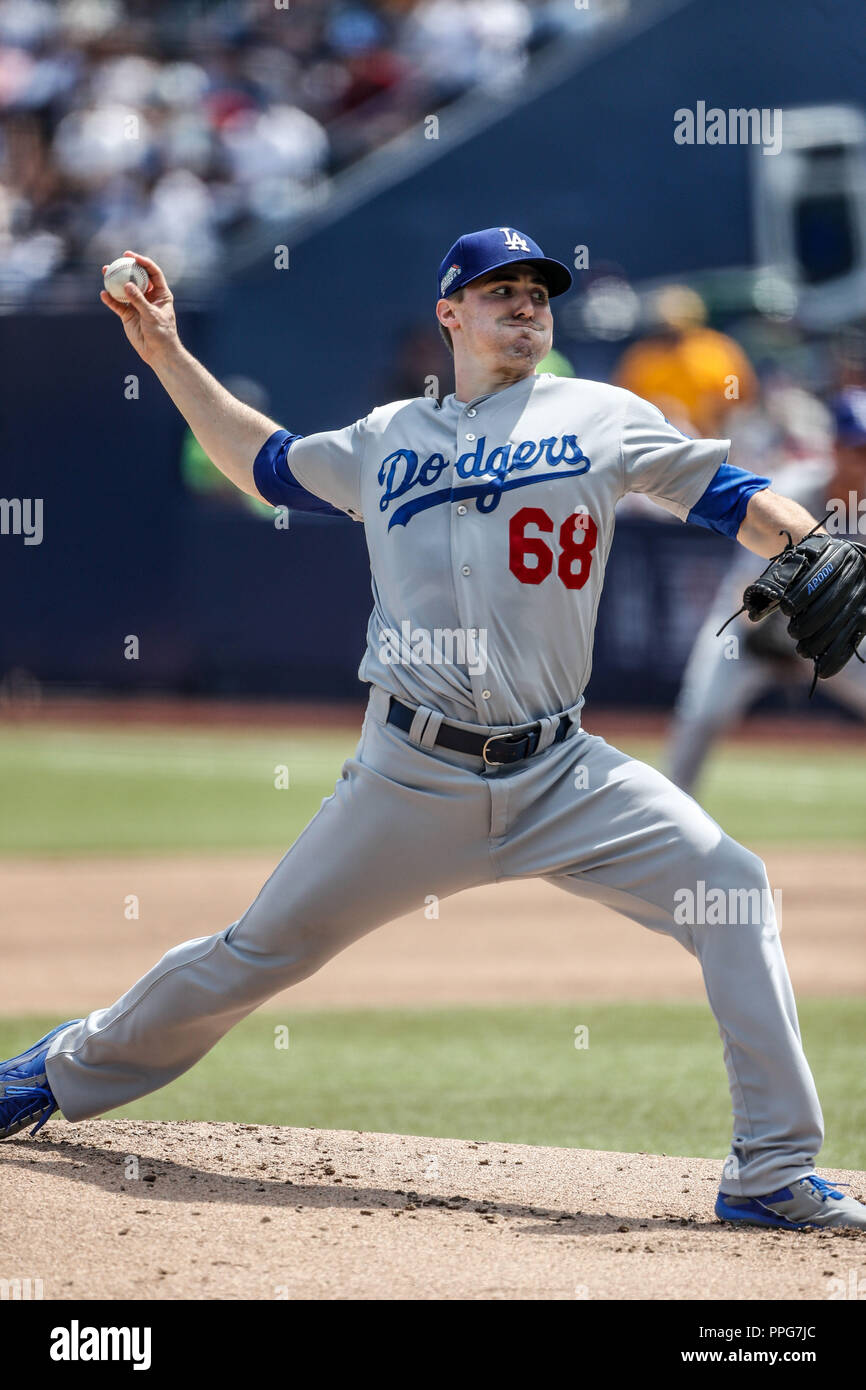 Acciones del partido de beisbol, Dodgers de Los Angeles contra Padres de San Diego, tercer juego de la Serie en Mexico de las Ligas Mayores del Beisbo Stock Photo