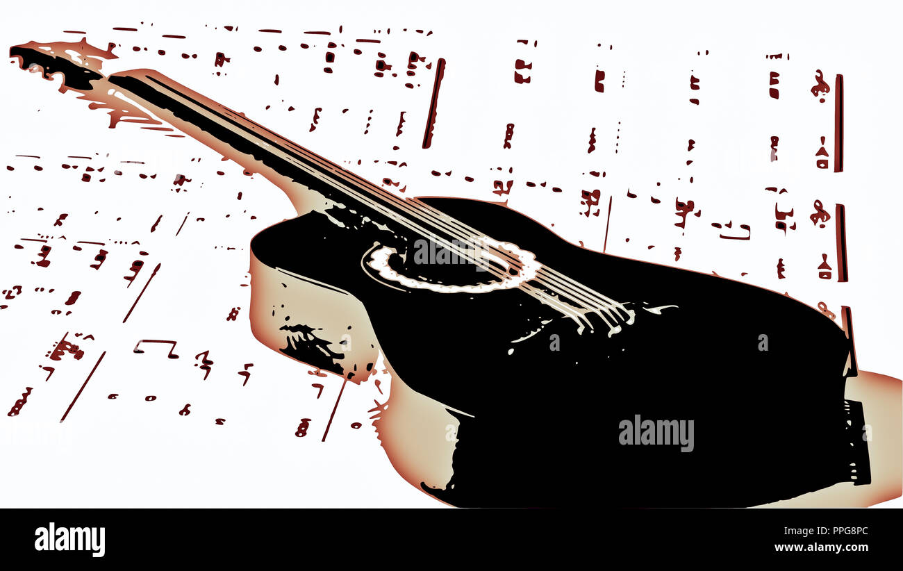 music us throughout life,guitar and musical notes Stock