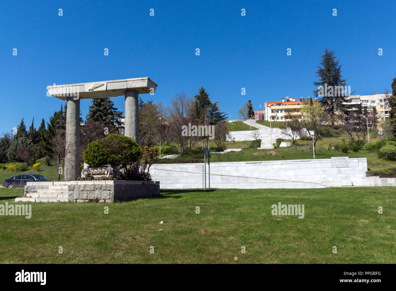 SANDANSKI, BULGARIA - APRIL 4, 2018: Monument and The statue of ...