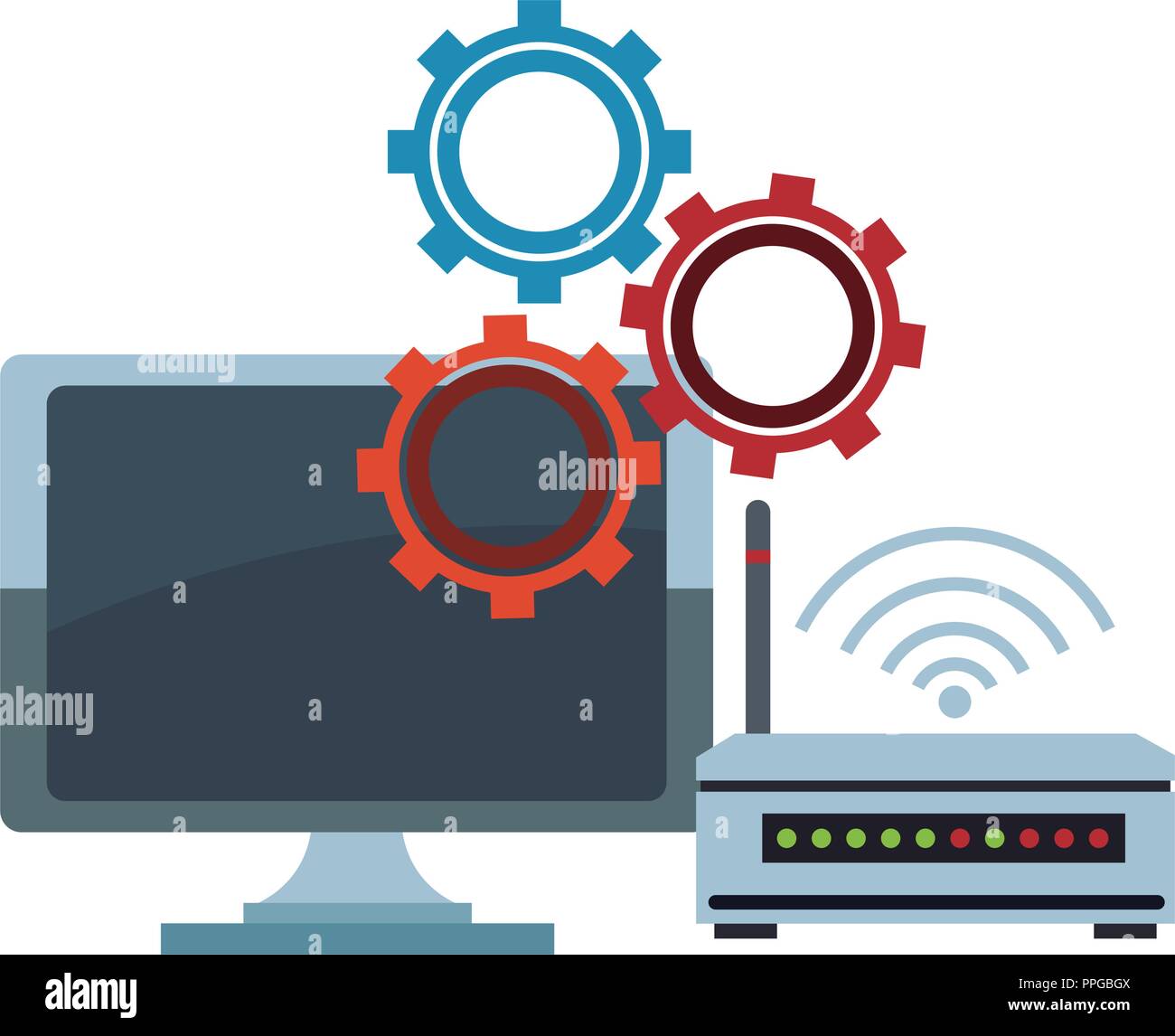 Computer documents gears hi-res stock photography and images - Alamy