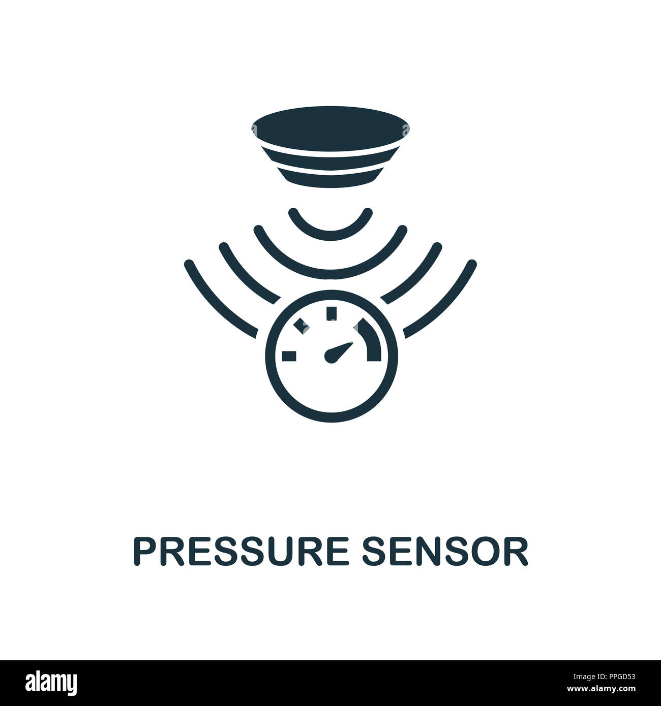 Pressure Sensor icon. Monochrome style design from sensors collection