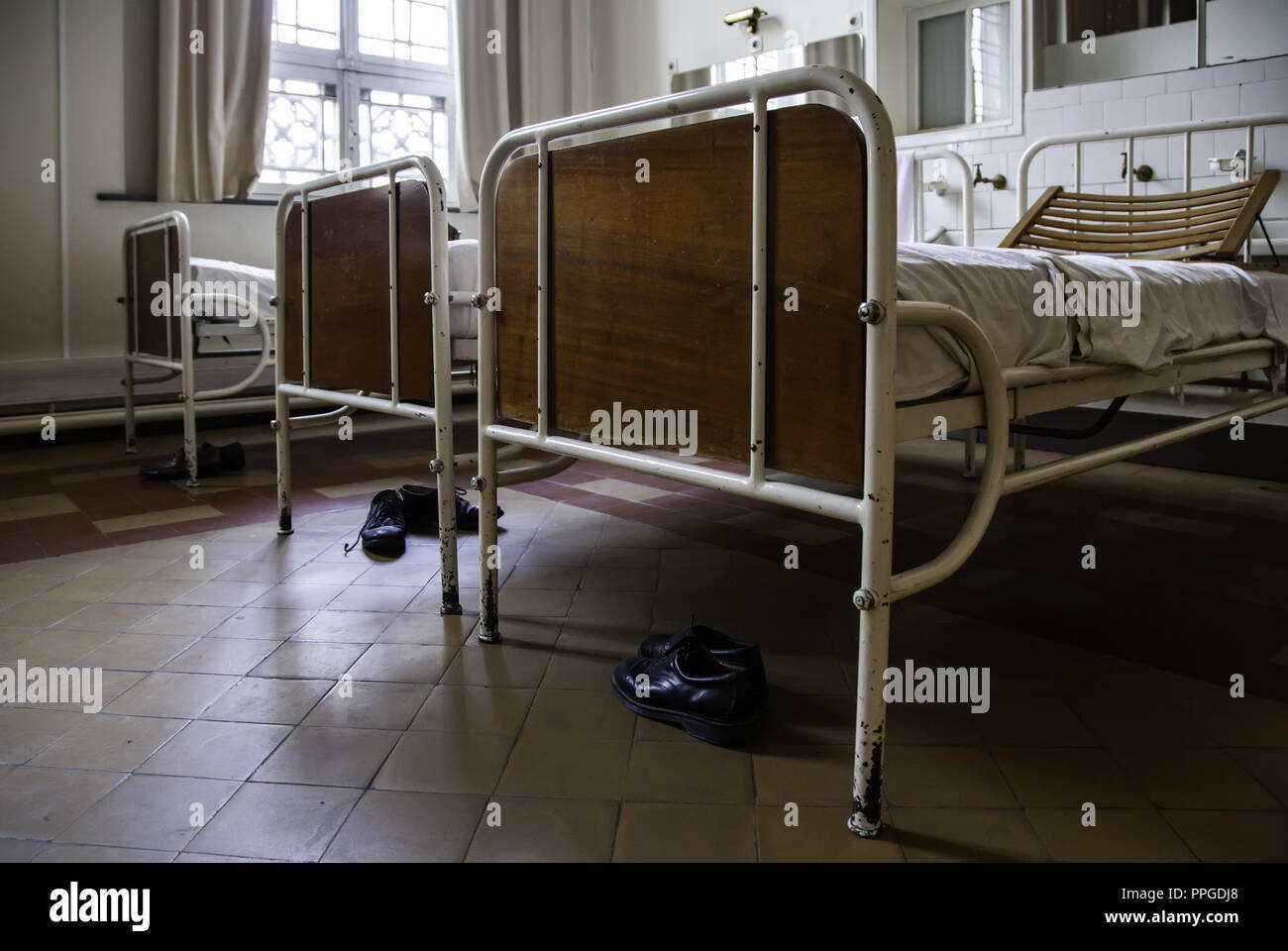 Old hospital beds, detail of old hospital for patients Stock Photo Alamy