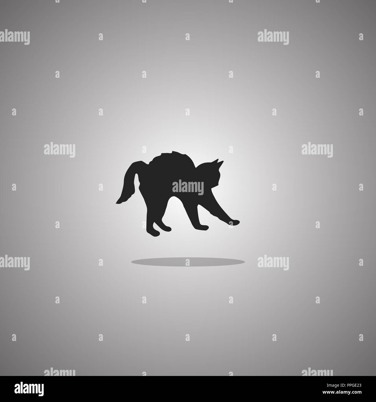Cat disheveled silhouette. illustration. Isolated white background ...