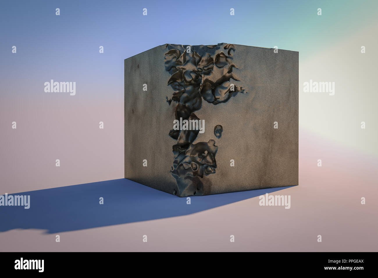 a demolished 3d cube (3d rendering Stock Photo - Alamy