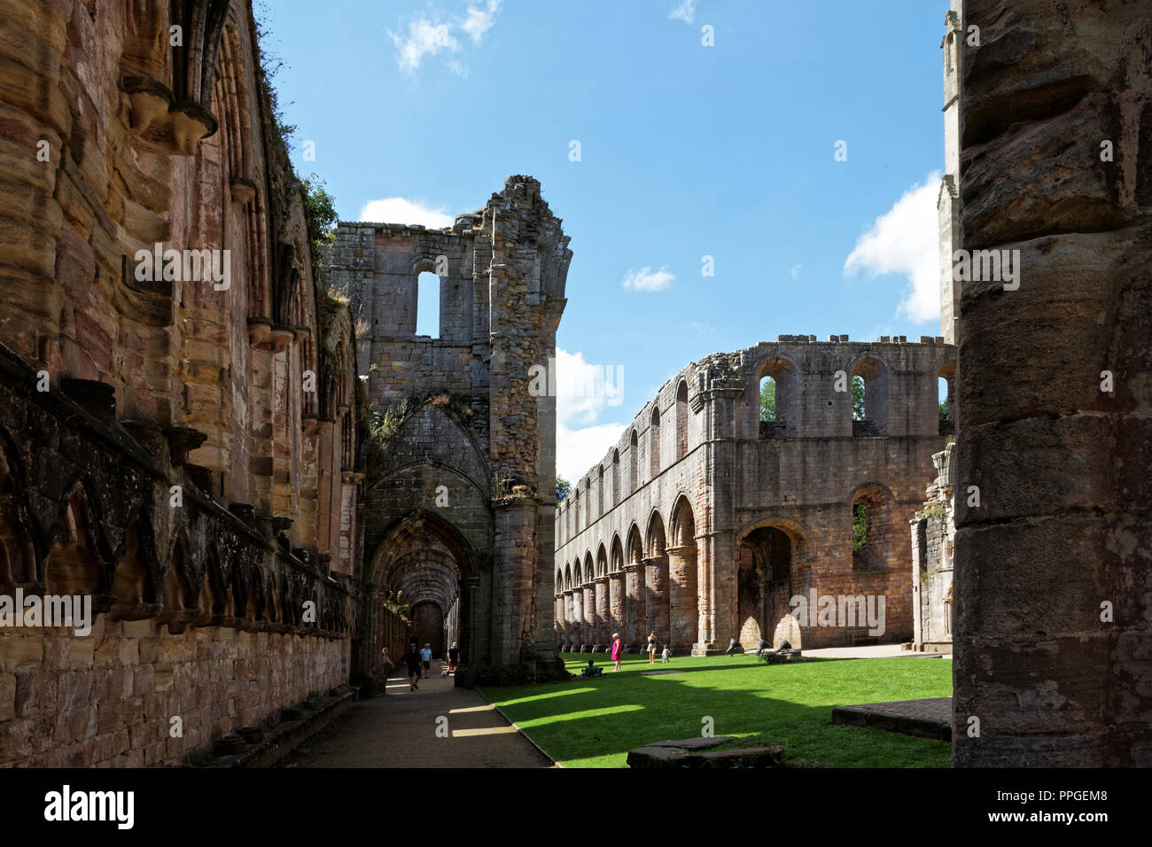 Fountains Abbey, North Yorkshire, a UNESCO World Heritage Site – well-preserved ruins of a Cistercian Monastery Stock Photo