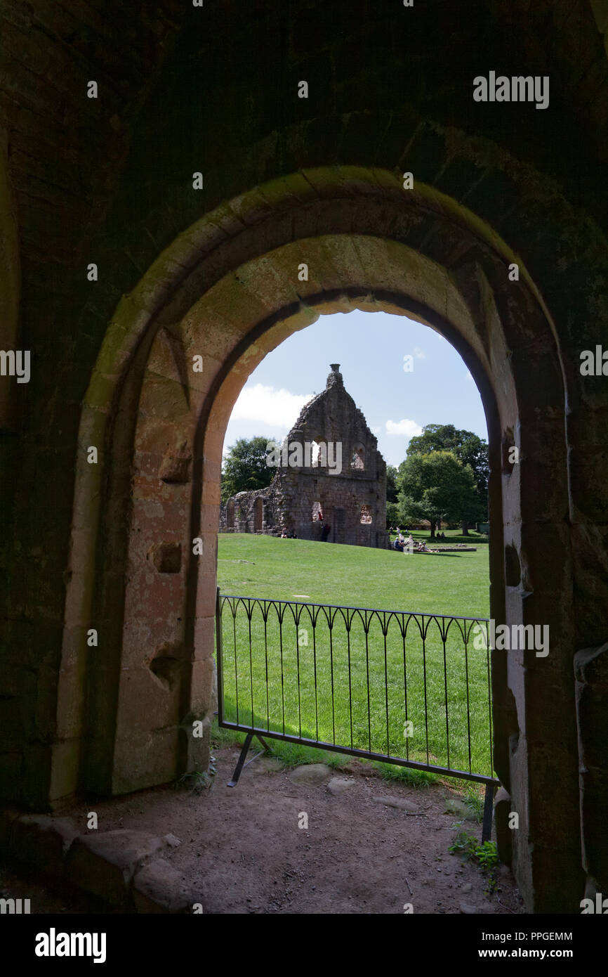 The Cellarium, Fountains Abbey, North Yorkshire, a UNESCO World Heritage Site – well-preserved ruins of a Cistercian Monastery Stock Photo