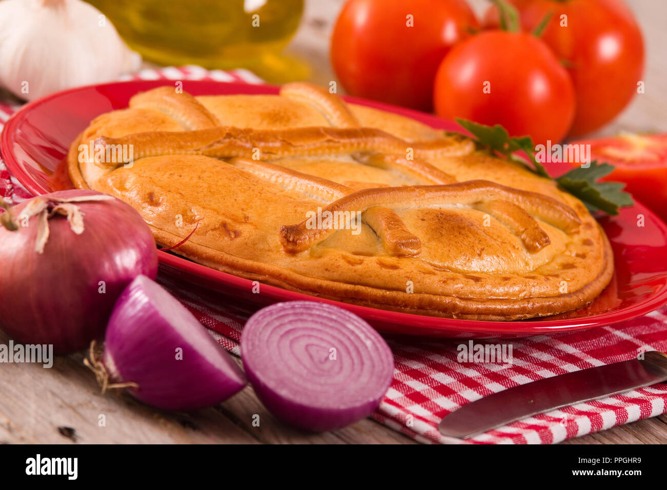 Spanish tuna pie Stock Photo Alamy