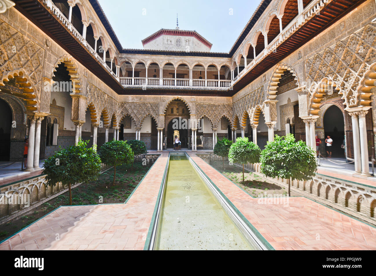 Alcazar Of Seville Real Alcazar De Sevilla Patio Del Yeso Spain Stock Photo Alamy