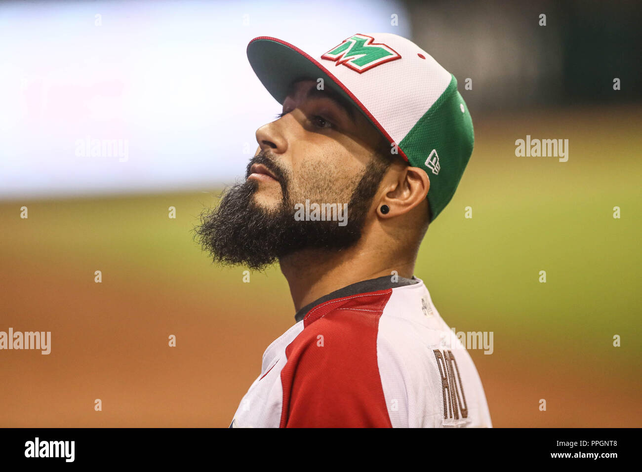 Sergio Romo pitcher de Mexico ,  durante el partido de beisbol de la Serie del Caribe entre Mexico vs Venezuela en el Nuevo Estadio de los Tomateros e Stock Photo