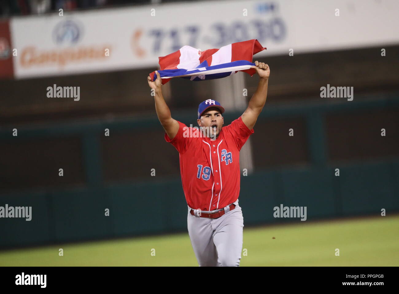 Puerto Rico celebra la victoria y campeonato de la Serie del Caribe 2017. , durante el partido final de la Serie del Caribe en el nuevo Estadio de l Stock Photo