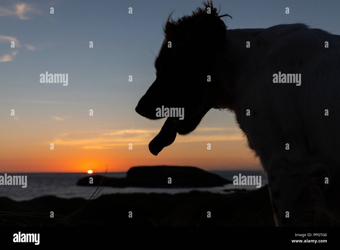 Gower Peninsula, Swansea, UK. 24th September 2018. UK Weather. Sunset