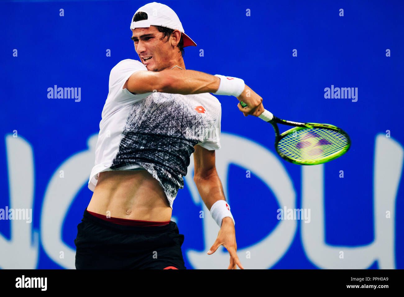 Chengdu, Chengdu, China. 26th Sep, 2018. Chengdu, CHINA-French tennis  player Andrew Harris defeats Gaeln Monfils 2-1 at the 2018 ATP Chengdu Open  in Chengdu, southwest ChinaÃ¢â‚¬â„¢s Sichuan Province, September 25th,  2018. Credit: