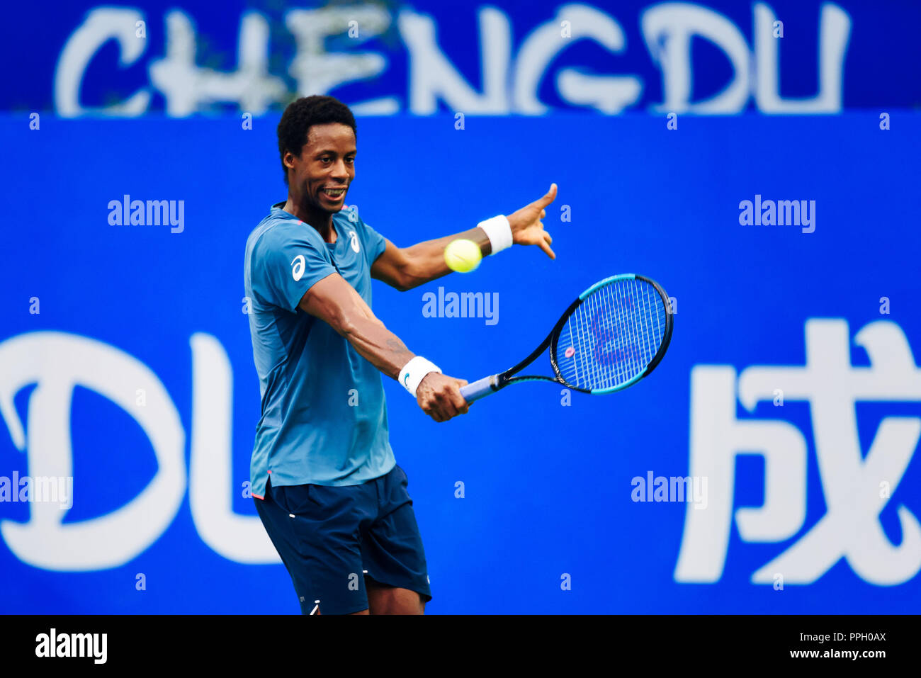 Chengdu, Chengdu, China. 26th Sep, 2018. Chengdu, CHINA-French tennis  player Andrew Harris defeats Gaeln Monfils 2-1 at the 2018 ATP Chengdu Open  in Chengdu, southwest ChinaÃ¢â‚¬â„¢s Sichuan Province, September 25th, 2018.  Credit: