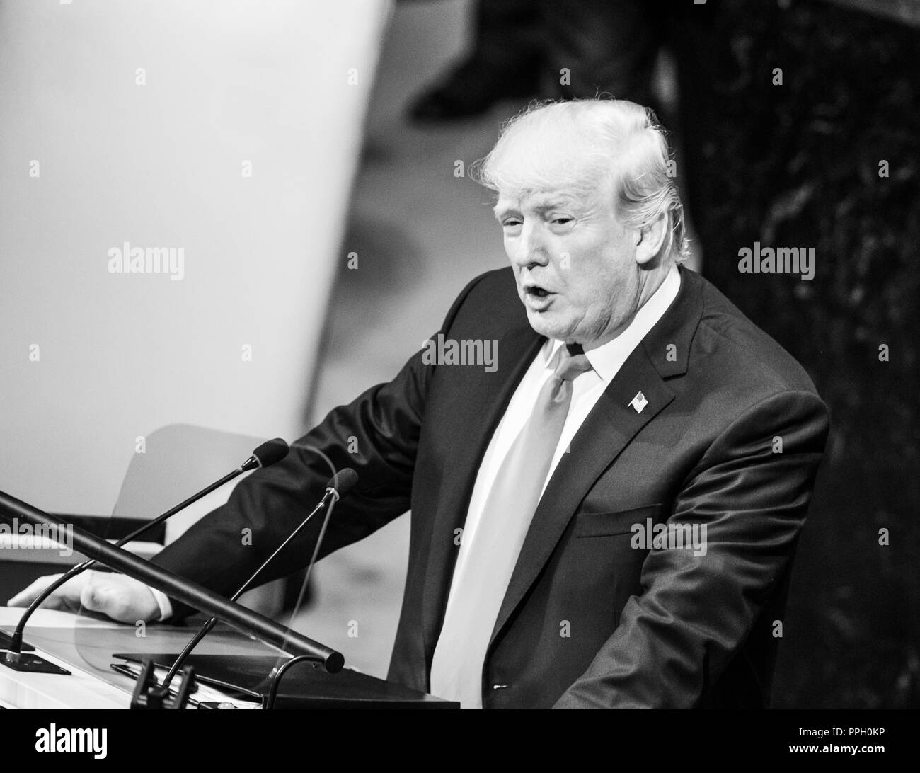 New York, NY - September 25, 2018: President of USA Donald Trump speaks at 73rd UNGA session at United Nations Headquarters Credit: lev radin/Alamy Live News Stock Photo