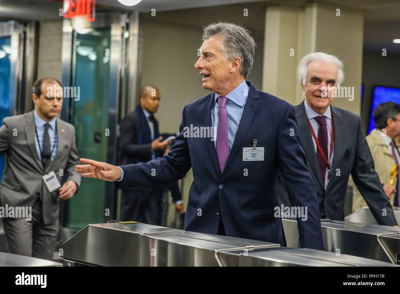 New York, USA. 25th September, 2018. Mauricio Macri, president of Argentina during the 73rd session of the UN General Assembly at the United Nations Headquarters in New York on Tuesday, 25. (Photo: Vanessa Carvalho / Brazil Photo Press) Credit: Brazil Photo Press/Alamy Live News Stock Photo