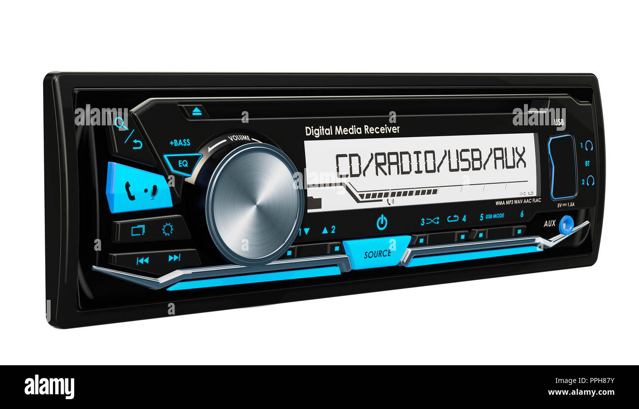 Car digital media receiver, 3D rendering isolated on white background