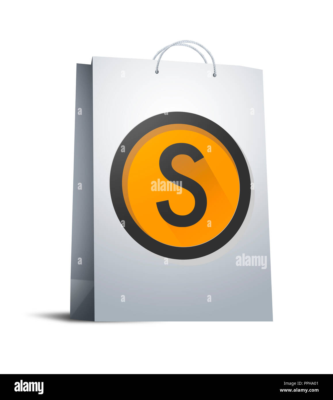White Shopping Bag with a Letter S Stock Photo