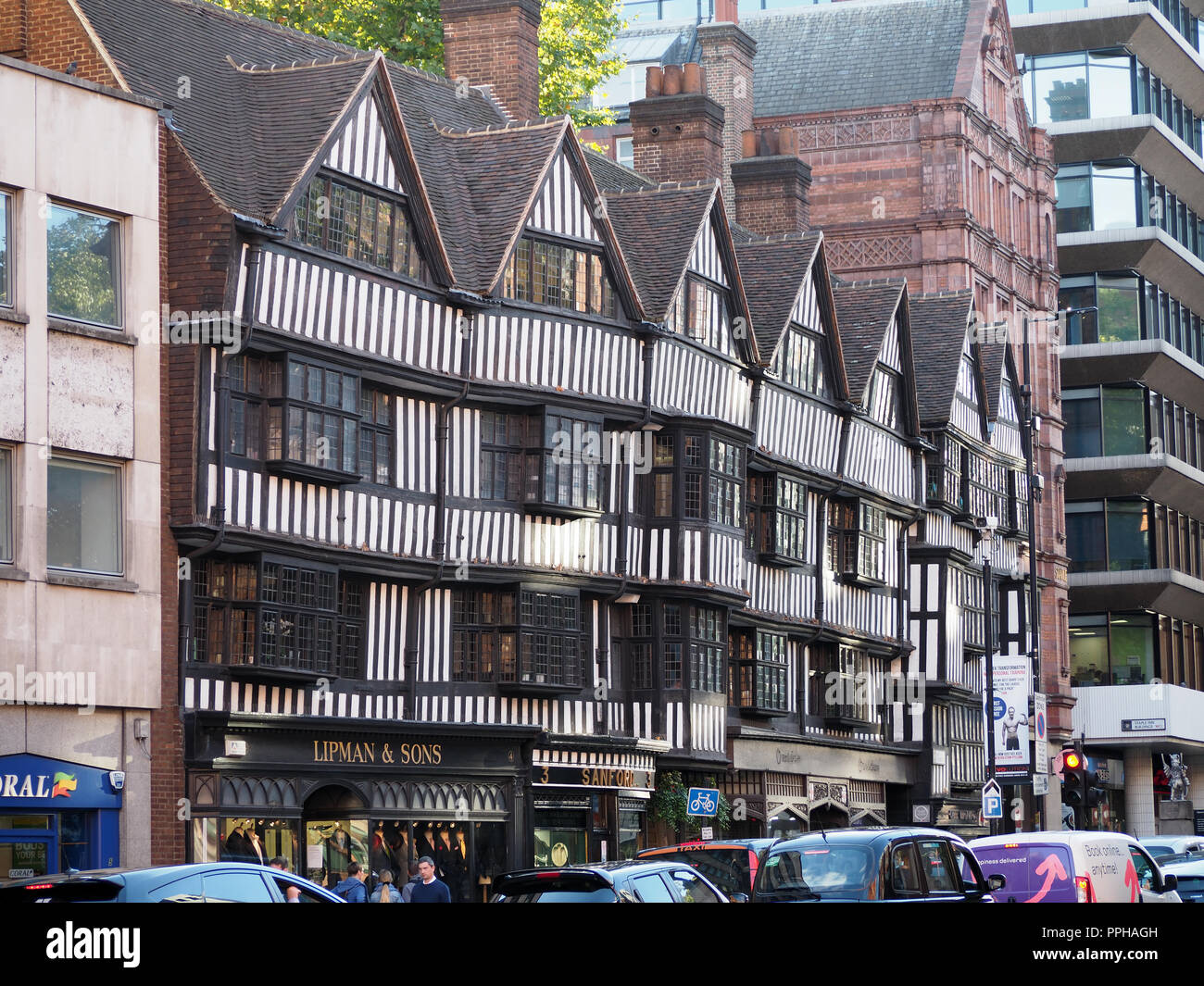 View of the half timbered front facade of Staple Inn in High Holborn London Stock Photo