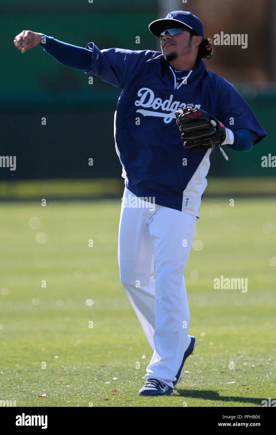 Alfredo Amezaga of LA Dodgres during Spring Training 2013 Stock Photo