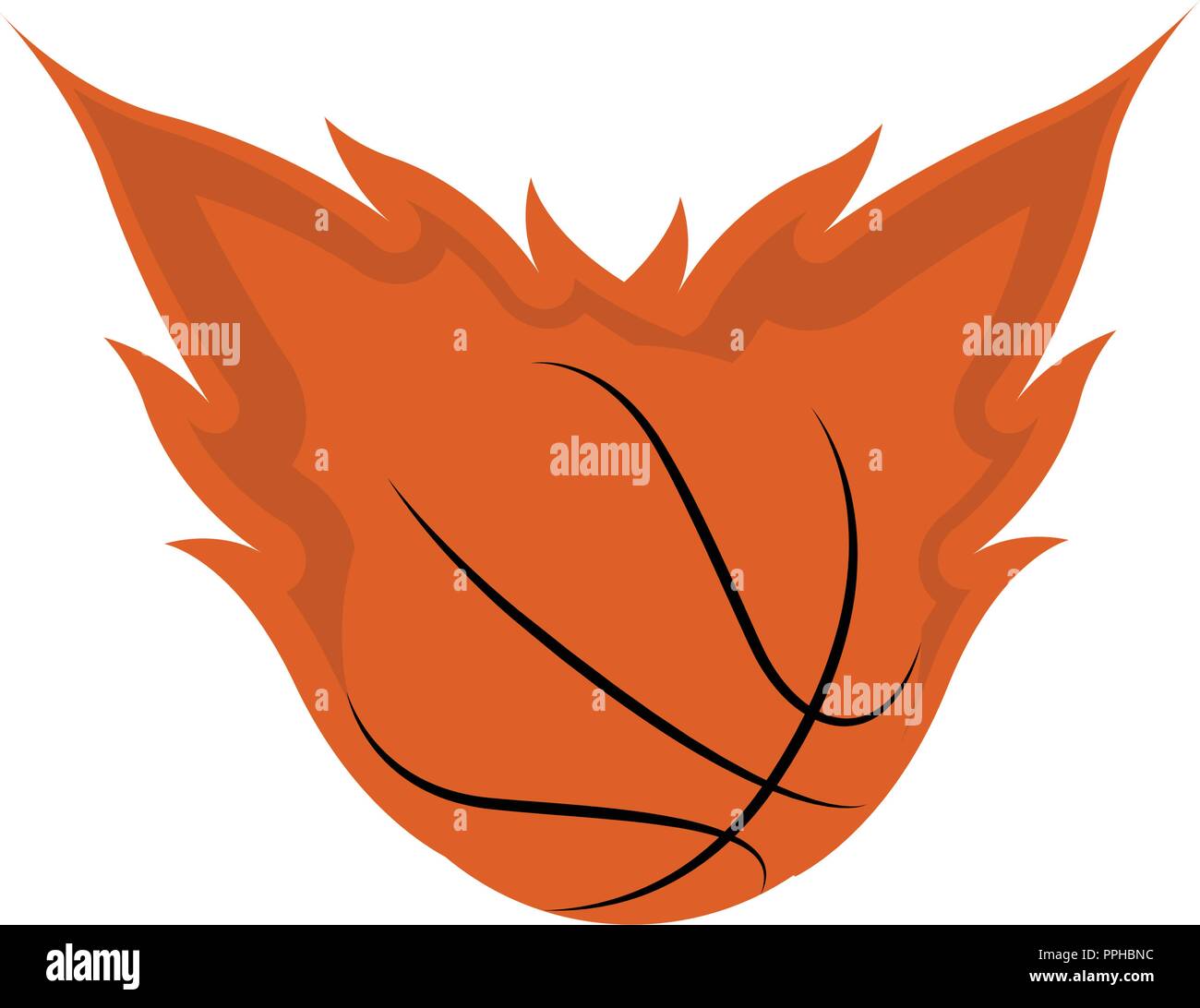 Isolated basketball ball with fire effect Stock Vector