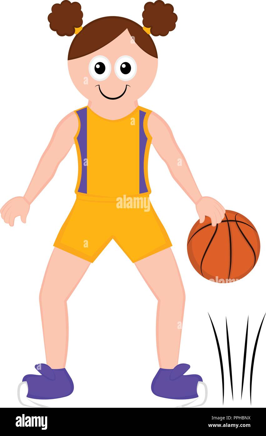 Cute little basketball player girl spinning Vector Image