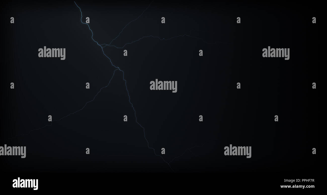 Lightning strikes on a black background with realistic reflections ...