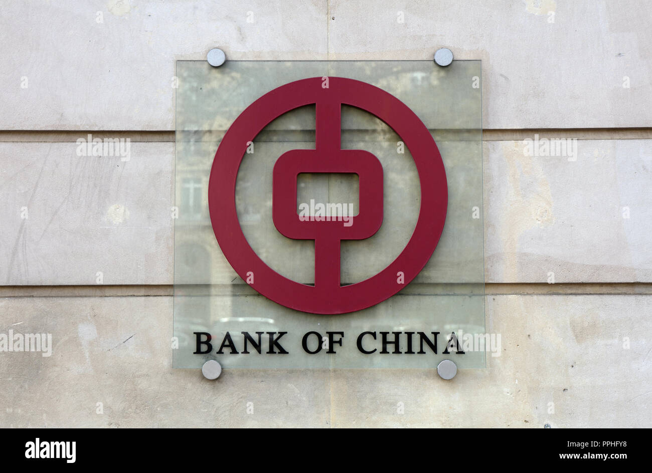 Paris, France, 21 september 2018: sign of the bank of china in Paris, france Stock Photo