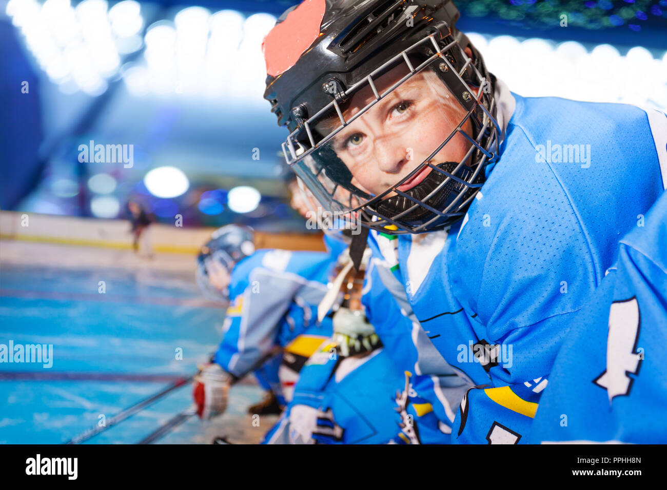 Boy Hockey Goalie Side View Stock Photo, Picture and Royalty Free