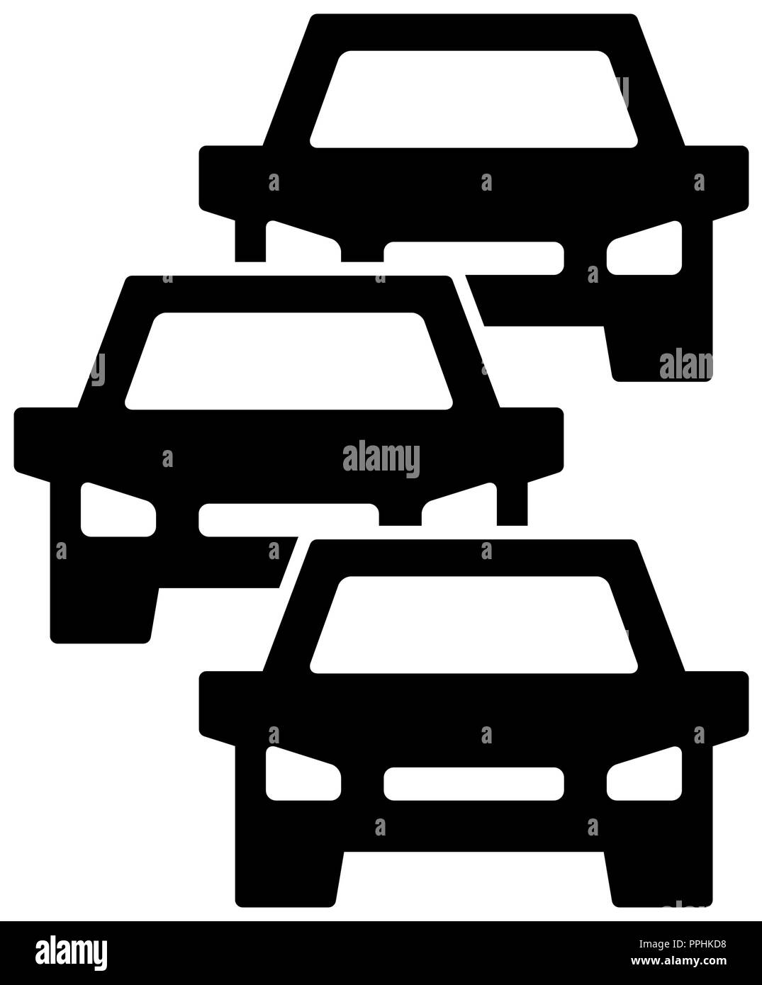 Traffic jam icon, symbol and sign isolated on white Stock Vector